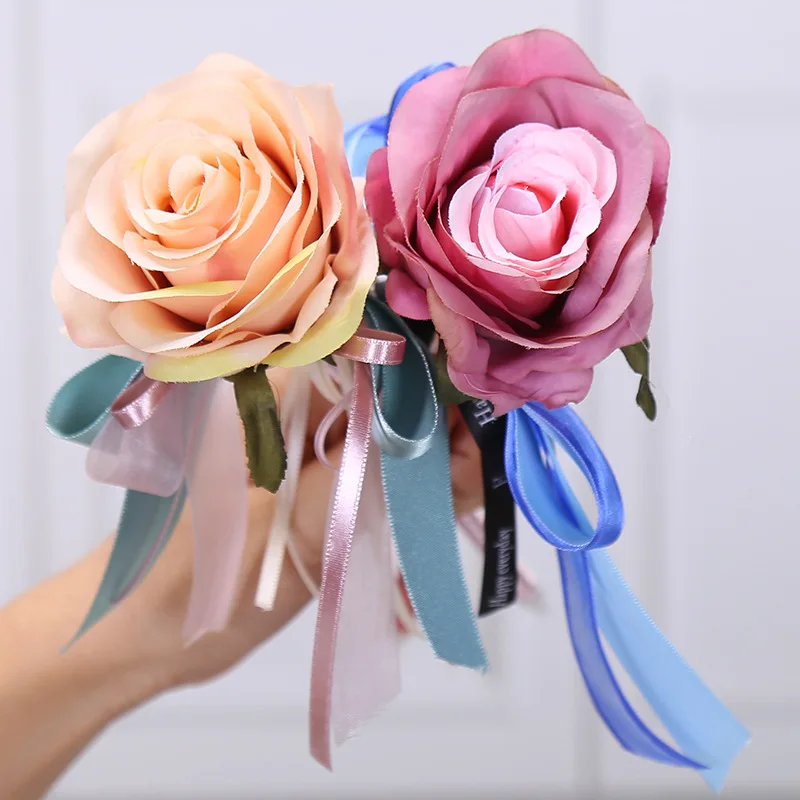 12PCS New Creative Gift Valentine's Day Simulation Flower Bow Ballpoint Pen Long Stick Signature Pen Stationery