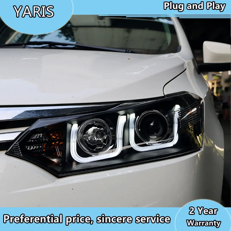 Car Styling Head Lamp for Toyota Yaris Headlights 2014 2015 2016 Yaris L LED Headlight LED DRL Hid Bi Xenon Auto Accessories