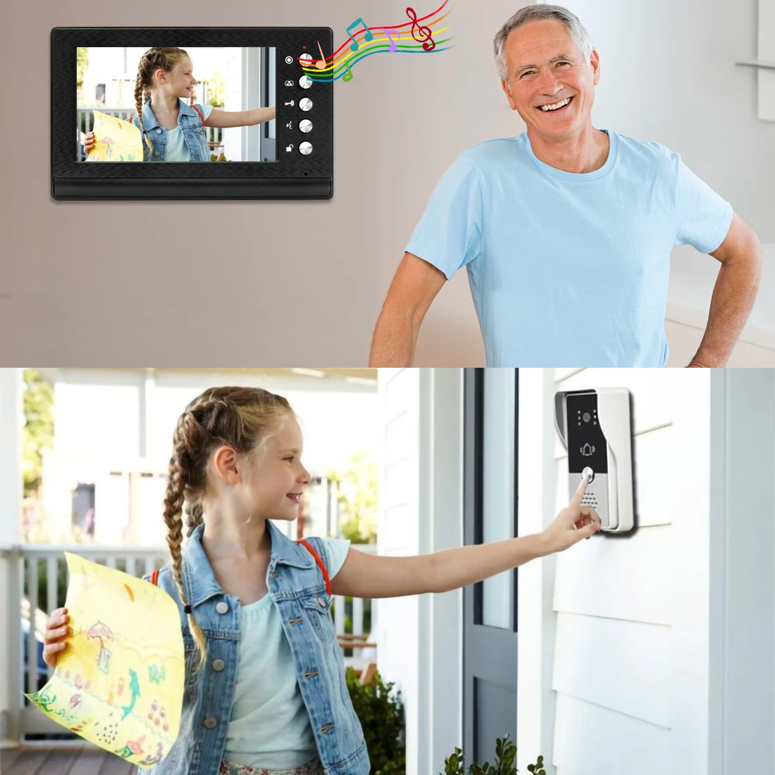 Wired Video Intercom System Video Entry Door phone Doorbell 7 inch LCD Monitor + IR Camera Kits for Home Housers Villa Apartment