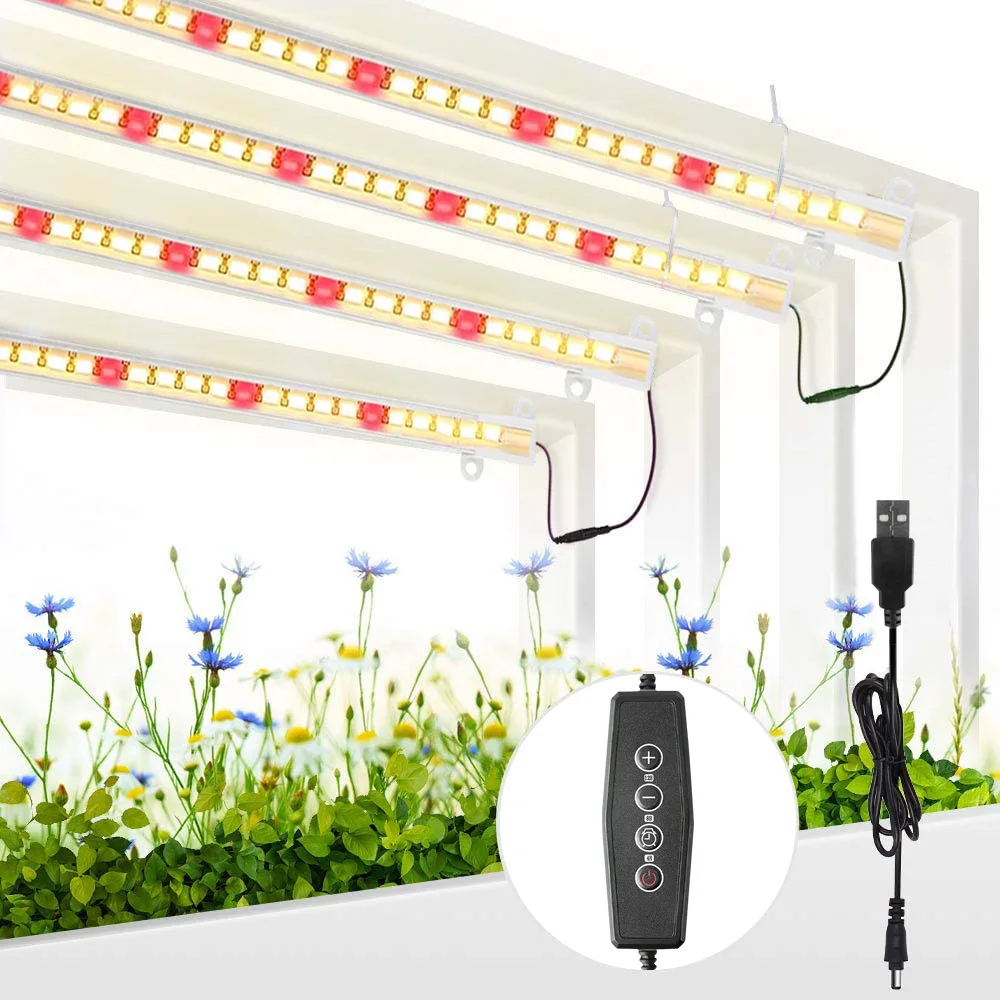Güneş ışığı bitki ışık büyümek tam spektrumlu LED ışık şeritleri 5V kısılabilir bitki yetiştirme lambası için zamanlayıcı ile kapalı Phytolamp