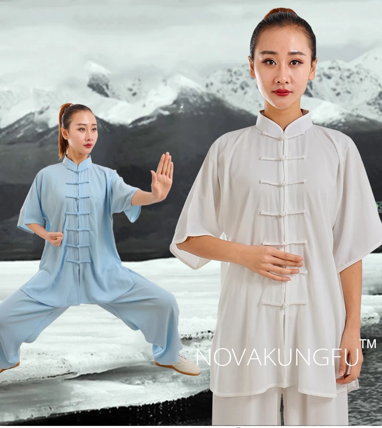 

Mid-Sleeve Tai Chi Suits for Men and Women, Cotton and Silk Blend, Ideal for Morning Practice, Martial Arts Performances