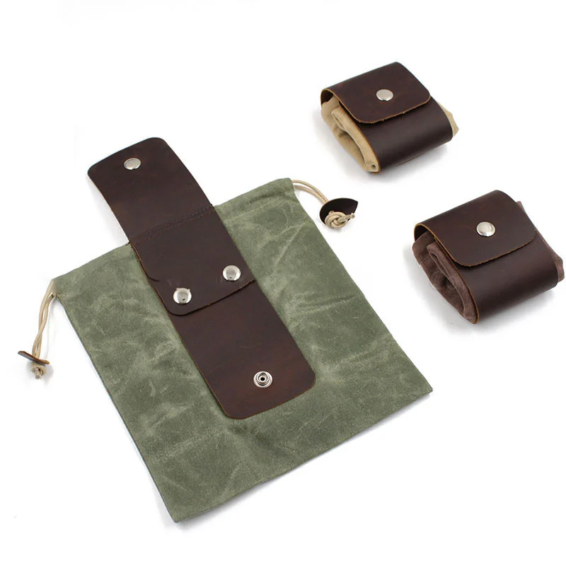 Tela cerata in pelle campeggio esterno escursionismo foraggiamento borsa Bushcraft strumento multifunzionale custodia per frutta borsa per frutta