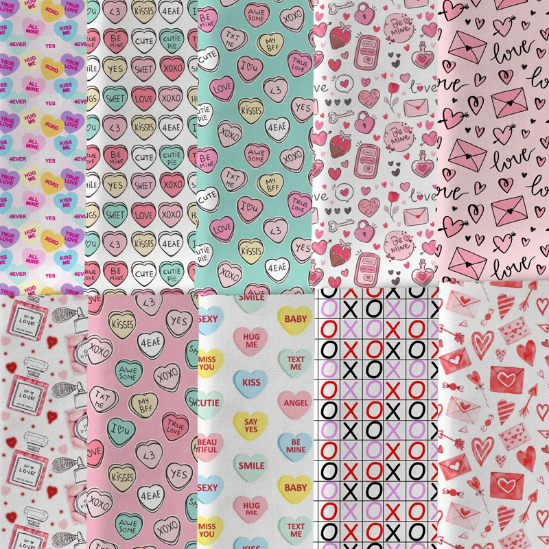 Half yard DIY Valentine's Day princess element skirt fabric Print Polyester cotton Girl headband accessories 2265