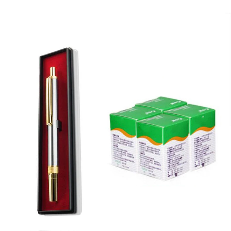 

1 шт. ручка + 200 шт. (4 коробки) иглы ручка из нержавеющей стали для скручивания ланцета крови, терапии баночной терапии и тестирования крови