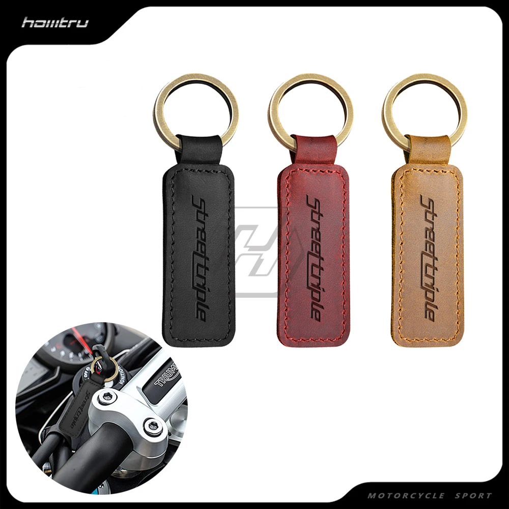 Motorcycle Cowhide Keychain Key Ring Fits for Triumph Street Triple 675 765 R RS