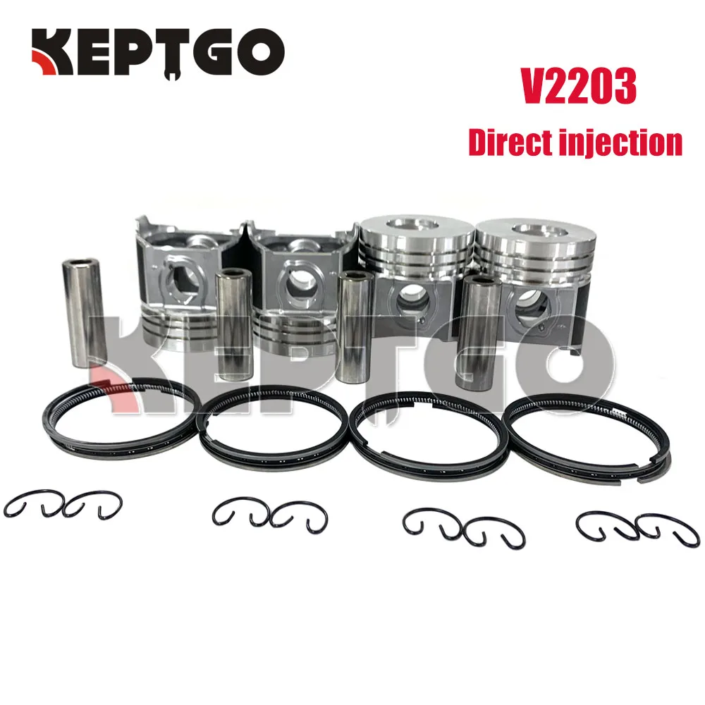 New V2203  Piston Kit & Rings STD For KUBOTA 1G796-2111