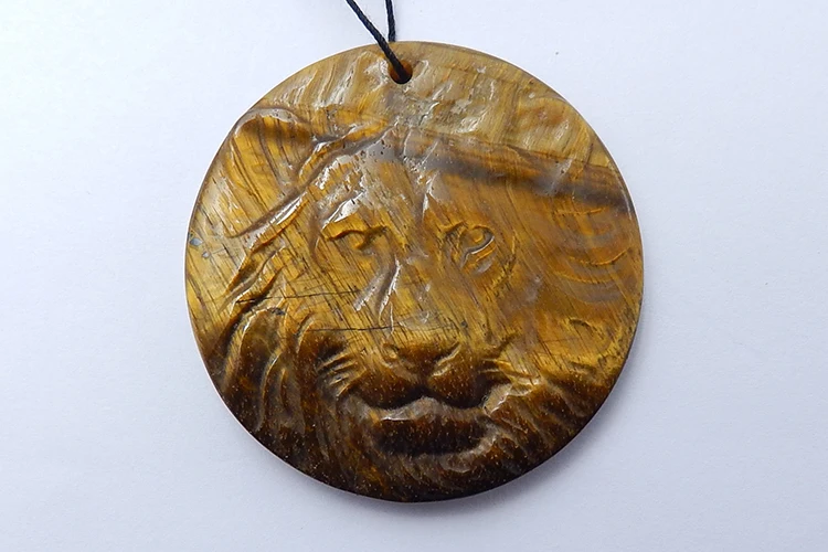 

Hand Carved LionTiger Eye fashion jewelry Pendant for men,47x10mm,35.2g