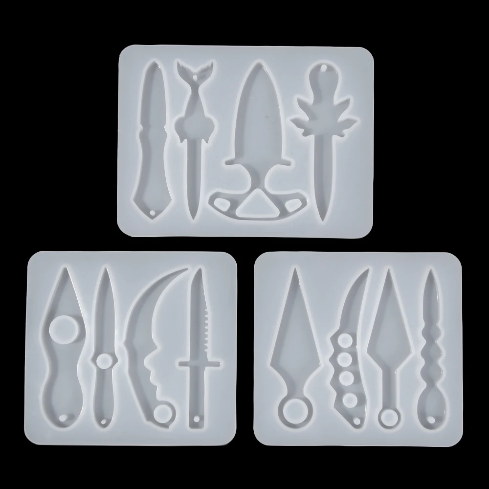 Moldes de resina Shuriken para llavero Kunai, molde de silicona transparente DIY para colgante epoxi, artesanía, herramientas de autodefensa, 3 tipos