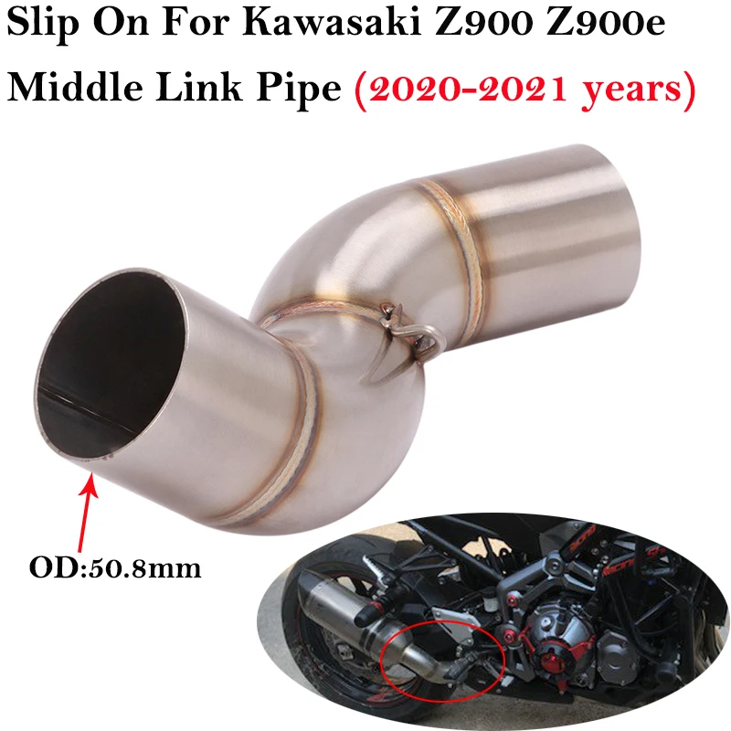 

Slip-On For Kawasaki Z900 A2 Z900e 2020 2021 Motorcycle Exhaust Escape Modified Stainless Steel Connection 51mm Middle Link Pipe