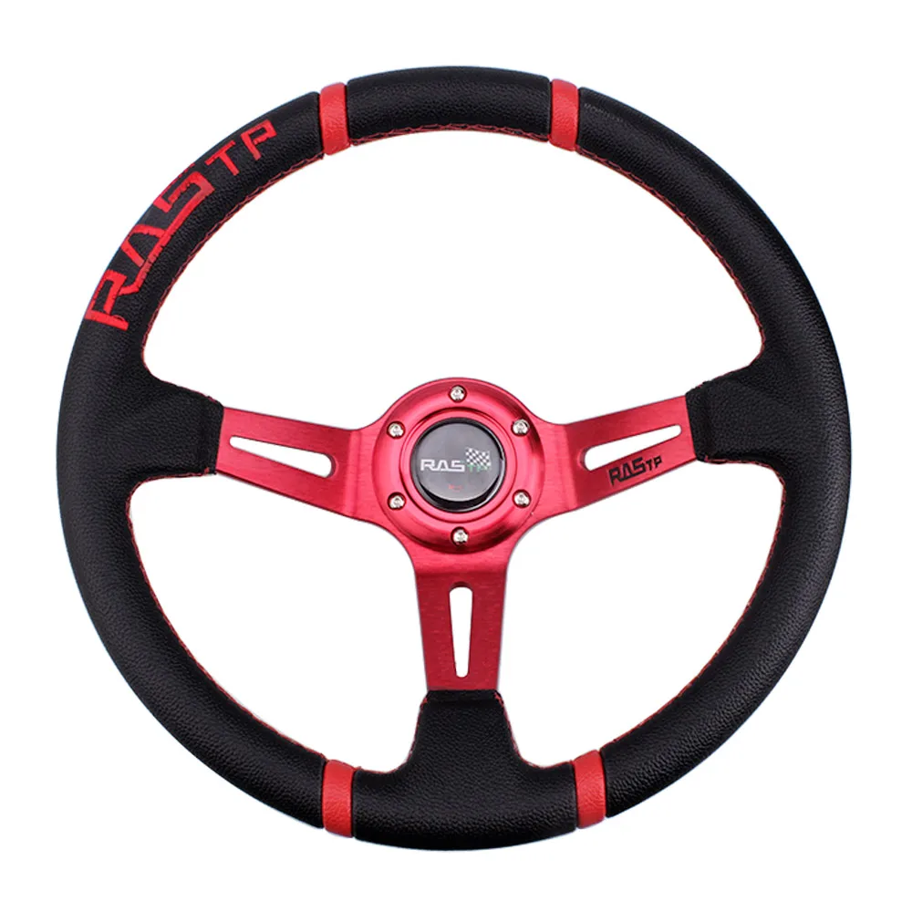 RASTP-Volante Universal com Superfície De Couro, Deriva De Prato Profundo, Estilo De Corrida, RS-STW026-TP, 14in