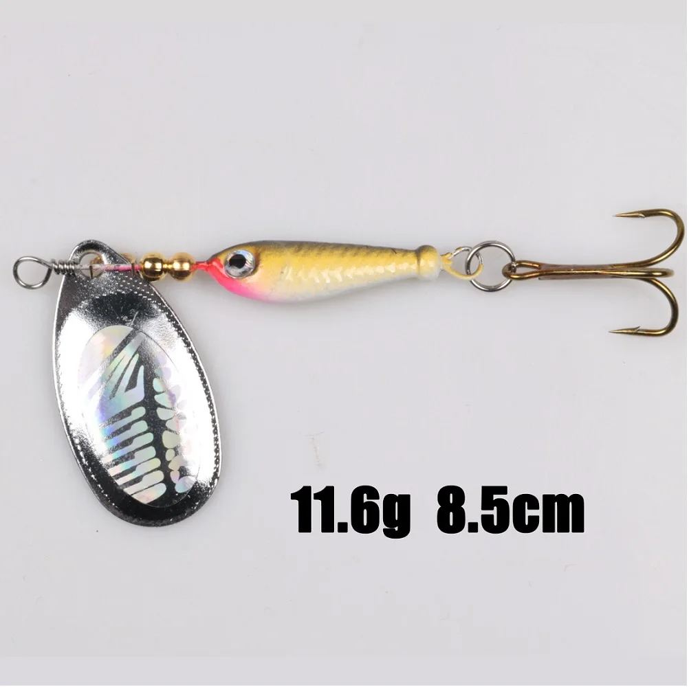 1pcs Spoon Fishing Lure Metal Rotating Sequin Hard Bait 6.6g 11.6g 13g treble Hooks Artificial Wobblers Bass fishing tackle