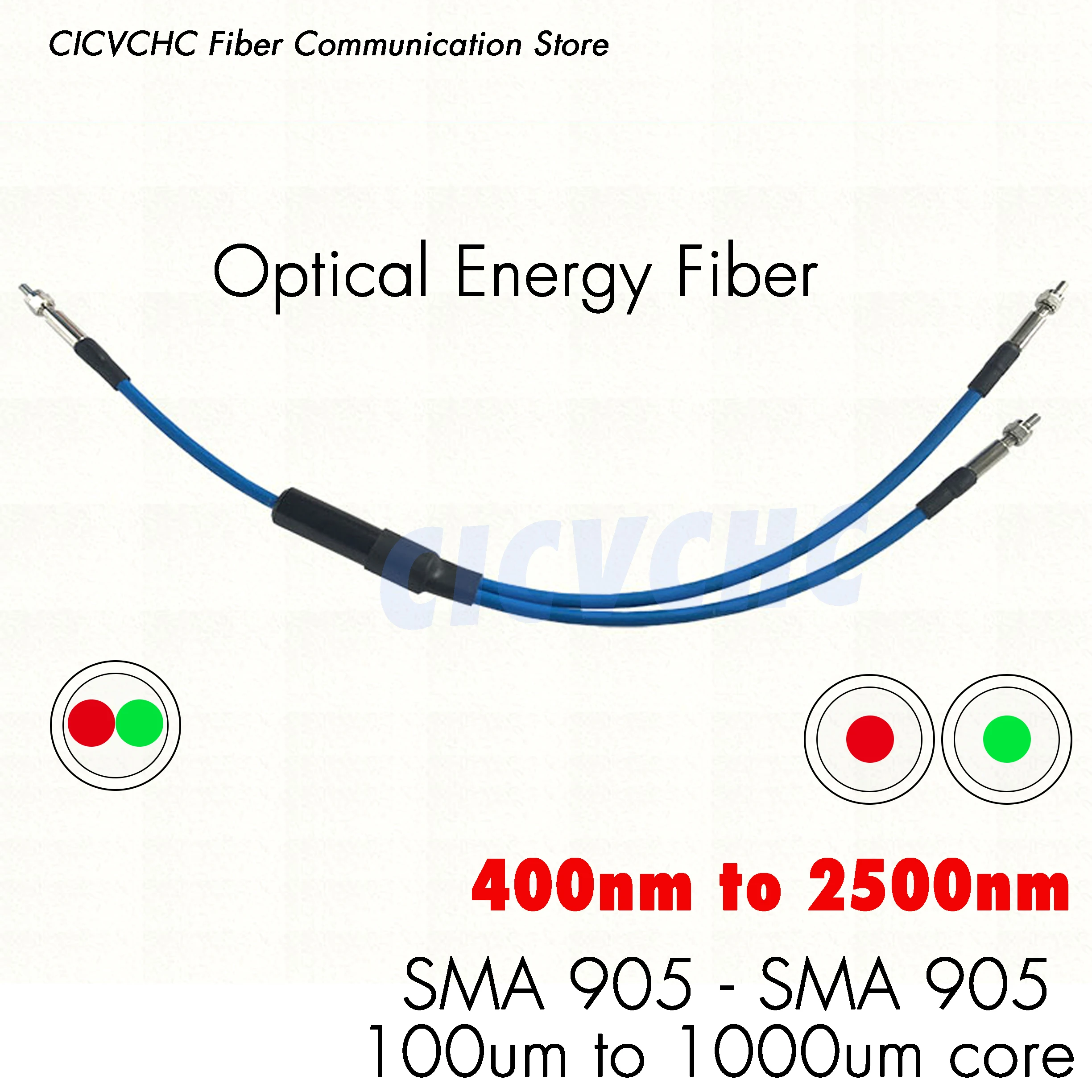 

Y Type SMA905-SMA905 energy fiber optic patch cord jumper with 100um to 1000um core for 400nm to 2500nm