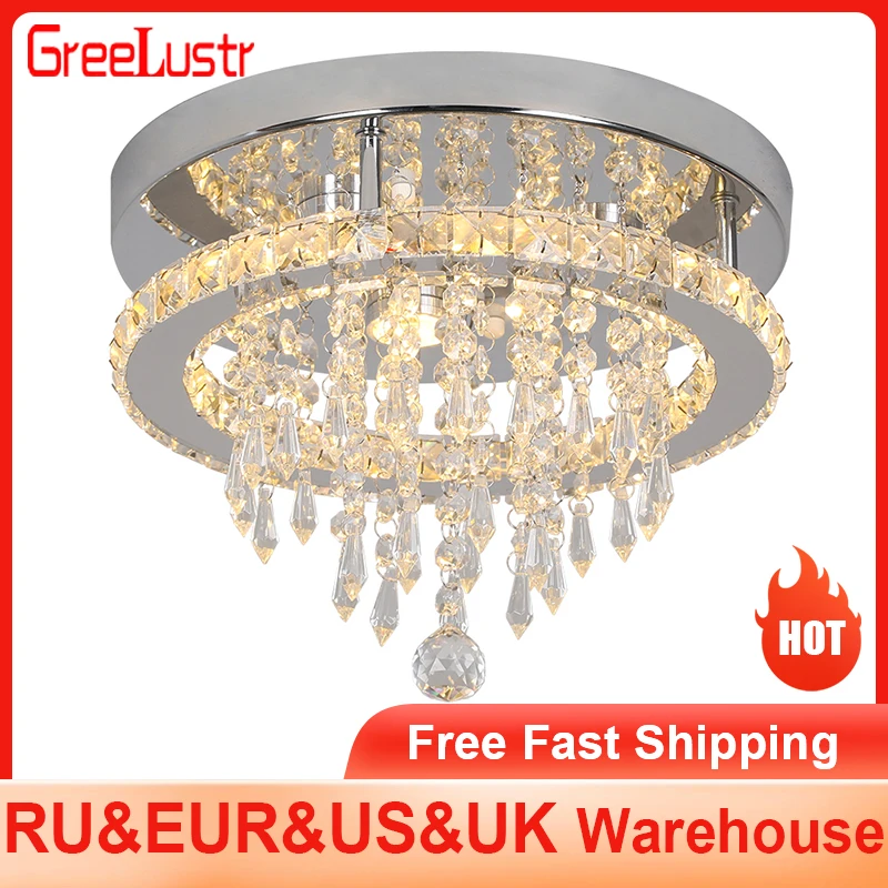 Modern Chrome Crystal Ceiling Light Fixture Led Lamparas Ceiling Corridor Lamp Luminaire for Living room Kitchen Led Lustres