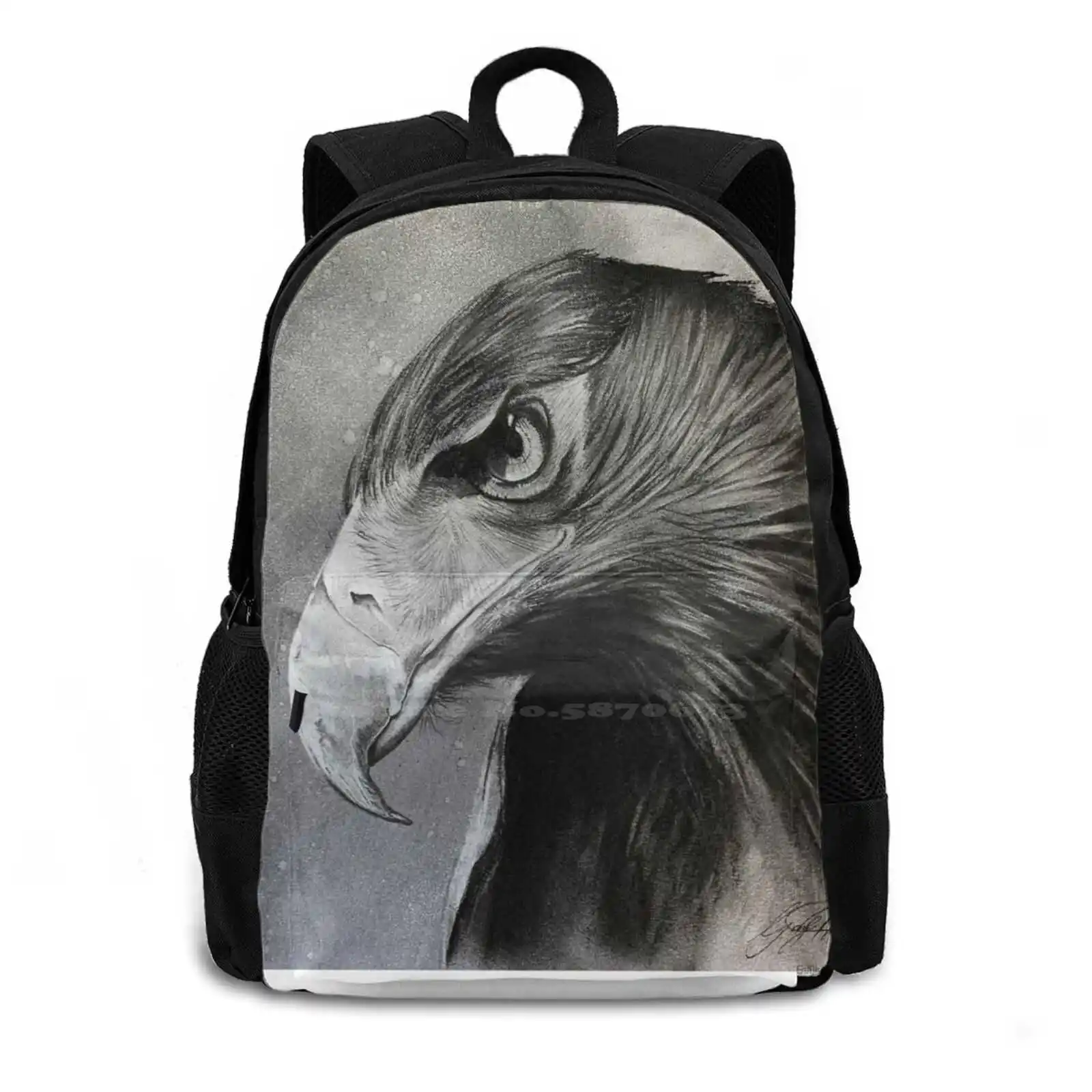 Bright Eyes Women Men Teens Laptop Travel School Bags Eagle Wildlife Monochrome