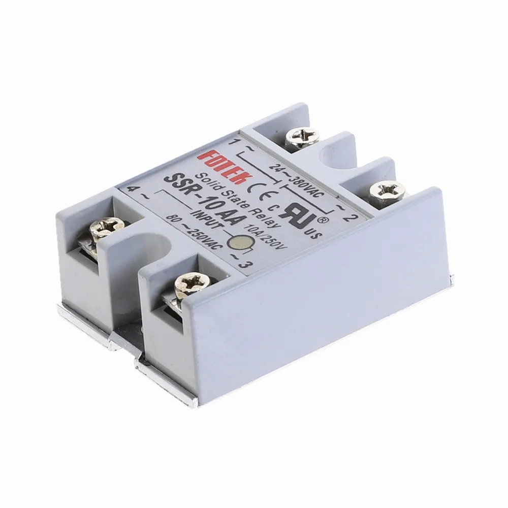 10A Single Phase Solid State Relay SSR-10AA  AC Control AC  80-250VAC TO 24-380VAC SSR 10AA Relay Solid State