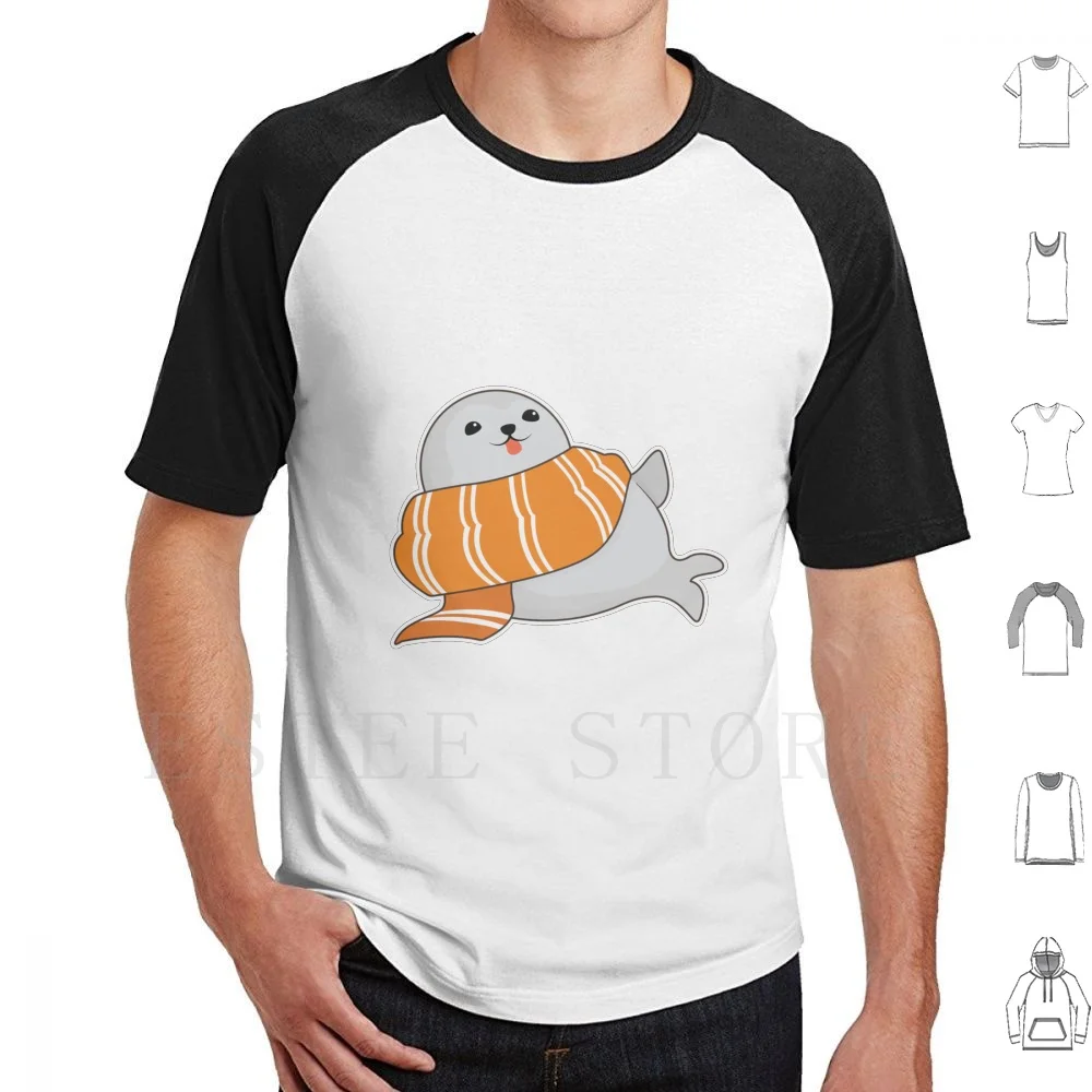 Seal With Scarf T Shirt Print Cotton Seals Fins Seals Types Walruses Funny Cute Birthday Womens Men Kids Babies Ringed Seal