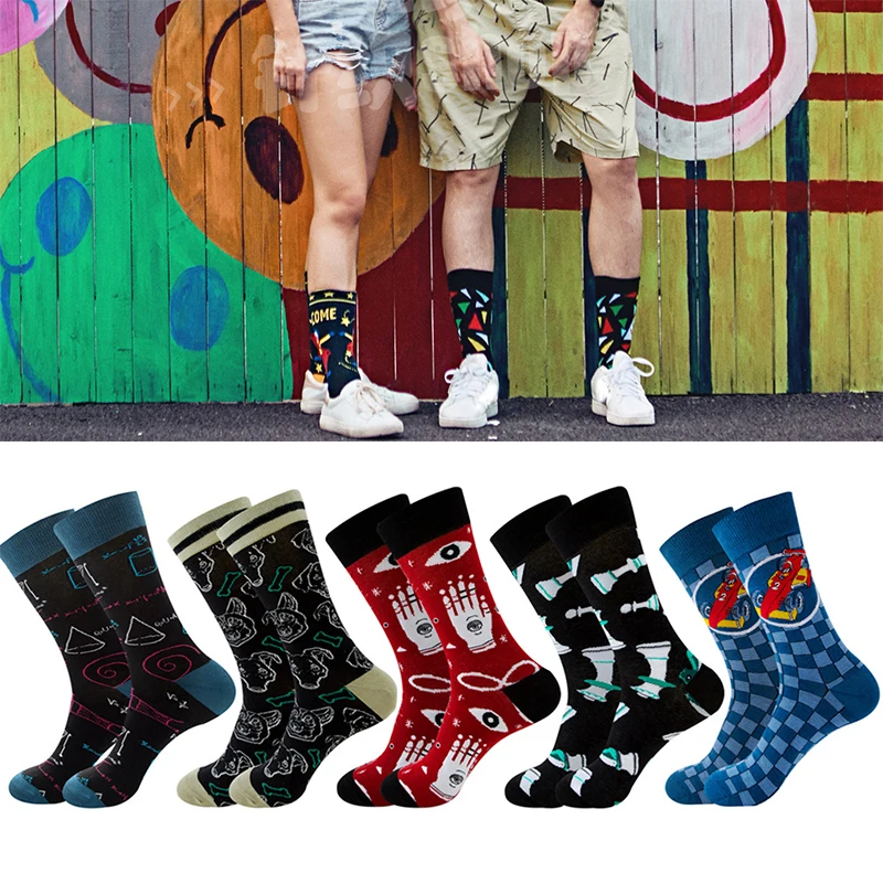 2021 New Racing Crown Chemical Symbol Formula Lattice Men's Socks Chess Women's Socks Clown Socks