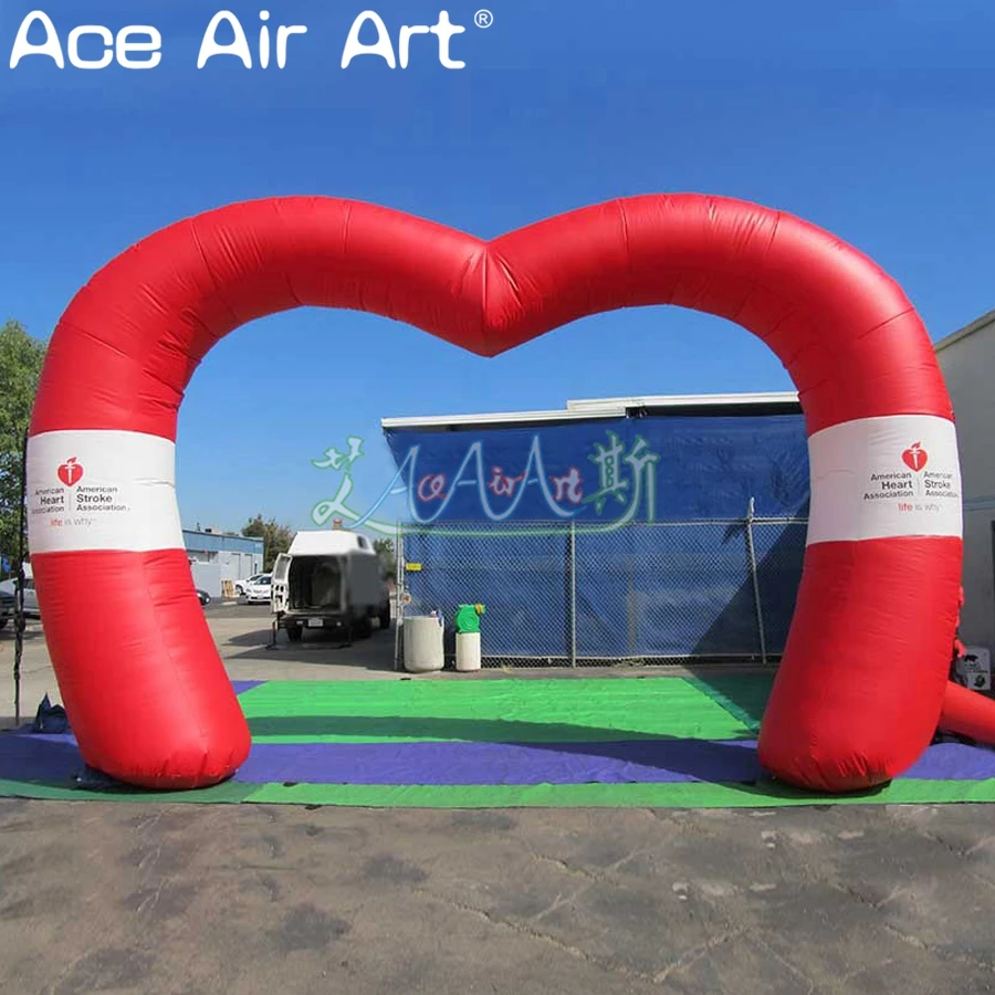 Inflatable Love Heart Arch Inflatable Heart Shaped Archway Entrance with Logo for Wedding Valentine's Day Decoration