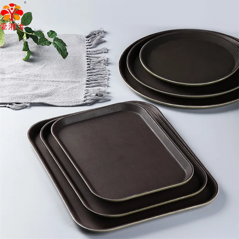 Glass Fiber Plastic Tray, Rectangular or Round, Rubber, Kitchen Organizer, Storage Container, Teaware, Toughened Glass Fiber