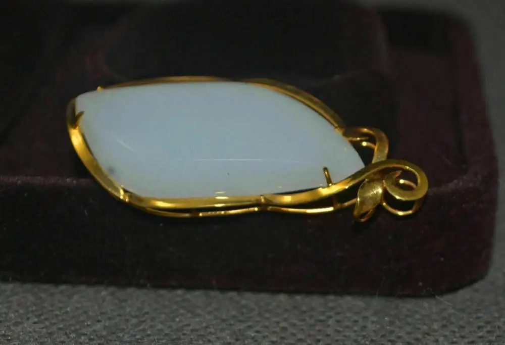 Big Treasure Treasure Top Chinese Hetian White Jade Rain Drop 18K Gold Pendant 4 Lover Amulet Timestown 20201128A