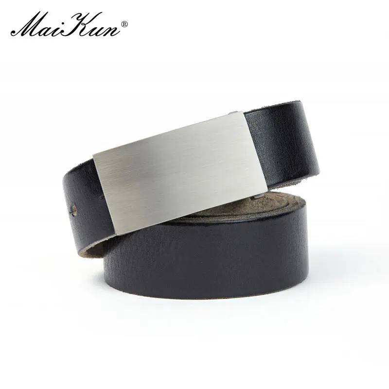 Maikun Genuine Leather Belt Men\'s Luxury Brand Handmade Vintage Pure Cowskin Casual Pin Buckle Youth Belts