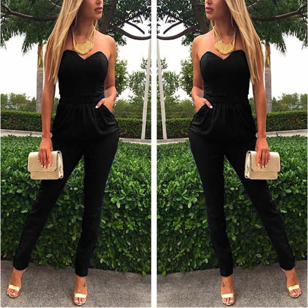 Long Jumpsuits Playsuit Women Summer Romper Pajamas Playsuit Overalls Bodysuit Body Suit F0586 Transparent Shoulder Strap