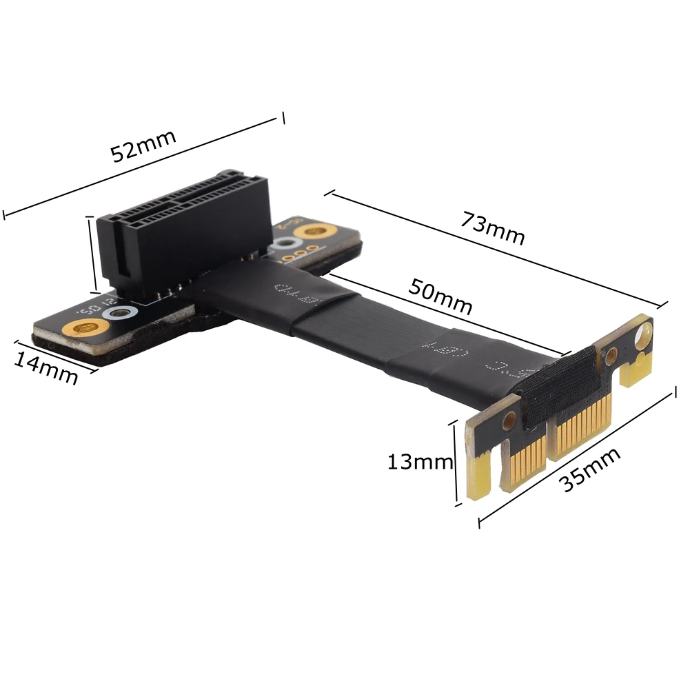 PCIe 3,0 x1 zu x1 Verlängerung Kabel PCI-E 8G/BPS Dual Vertikale 90 Grad Rechtwinklig PCI Express 1x Riser Card Ribbon Extender