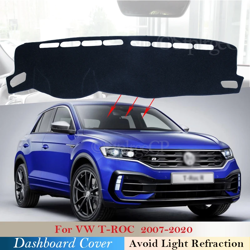 Dashboard Cover Protective Pad for Volkswagen VW T-Roc 2017 2018 2019 2020 TRoc T Roc Car Accessories Dash Board Sunshade Carpet