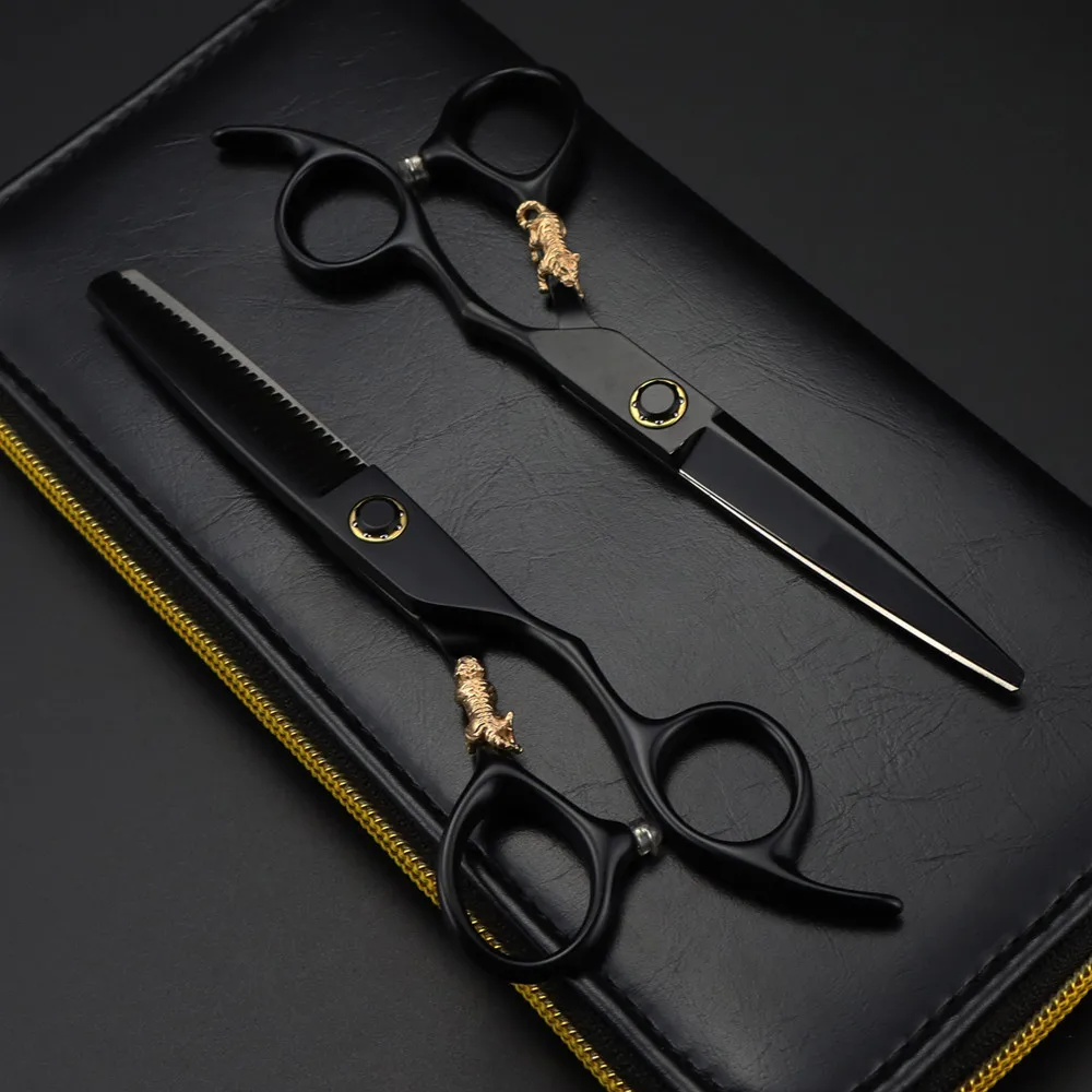 Professional JP 440c steel 6 '' Bearing tiger hair scissors haircut thinning barber makas cutting shears hairdressing scissors