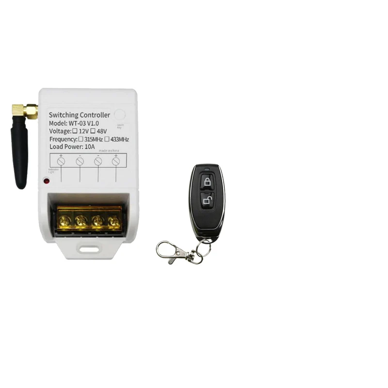 DC12V-48V 1 CH 1CH RF sistema conmutador de control remoto inalámbrico receptor + control remoto de metal puede retardar puertas de garaje/ventanas/persianas