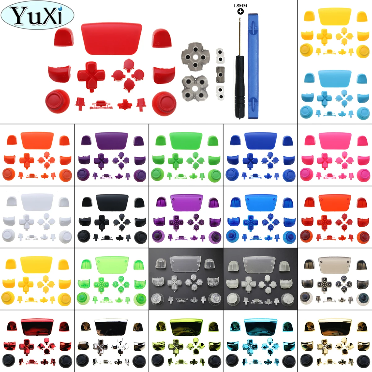 

YuXi Replacement D-pad R1 L1 R2 L2 Triggers Full Set Face Buttons Repair Kits W/ Tool For PS5 Controller