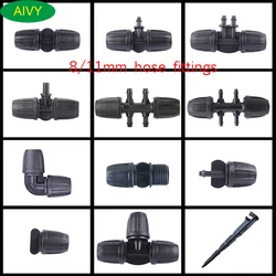 Automatic Micro Drip Irrigation Connectors with Latch, Hose Barb Adapters, Garden Watering System Fittings, 10pcs