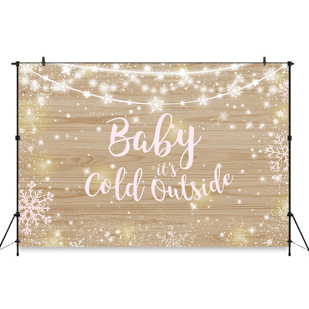 Baby shower christmas wood Photography Background Party Wood Backdrops Christmas It's cold outside Decoration Photocall