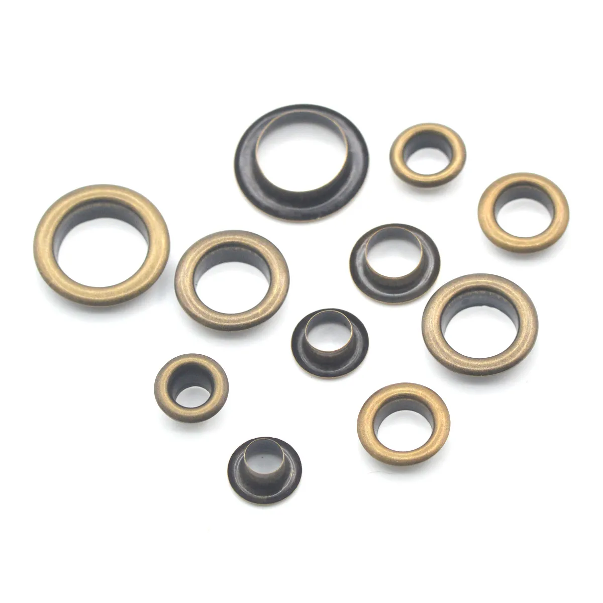 100sets Bronze Color Pure Brass Material 4mm/5mm/6mm/8mm/10mm Grommet Eyelet With Washer Fit Leather Craft Shoes Belt Cap