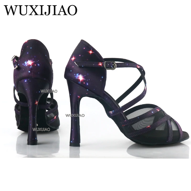 New selection of purple star satin women\'s dance shoes Latin salsa boots Patty ballroom dance shoes women\'s shoes