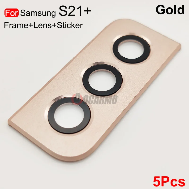 5PCS/Lot For Samsung Galaxy S21 S21+ S21 Plus Wide-angle Rear Back Camera Lens With Frame Adhesive Sticker Replacement Parts