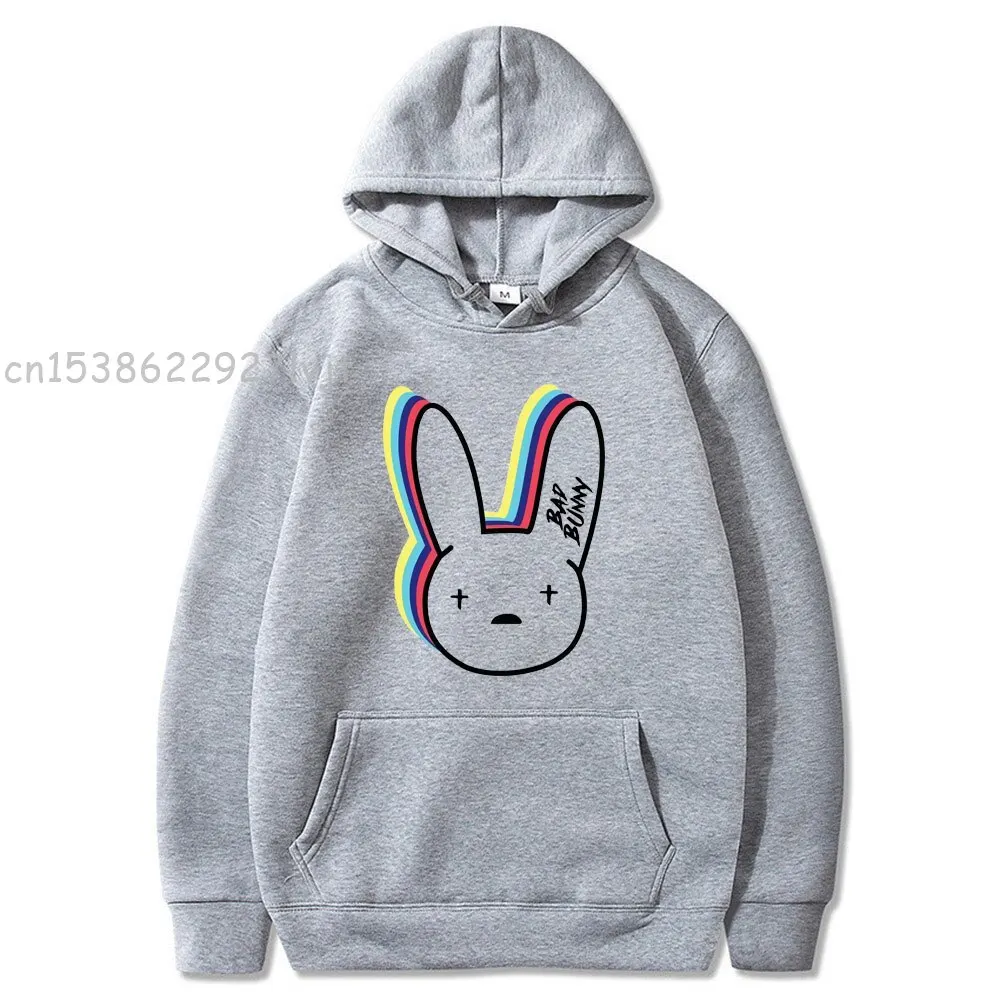 Bad Bunny Funny Hoodies Fashion Clothes Casual Pullover Harajuku Sweatshirt MensHooded Hoody Hip Hop Hoodie Sweatshirt Male