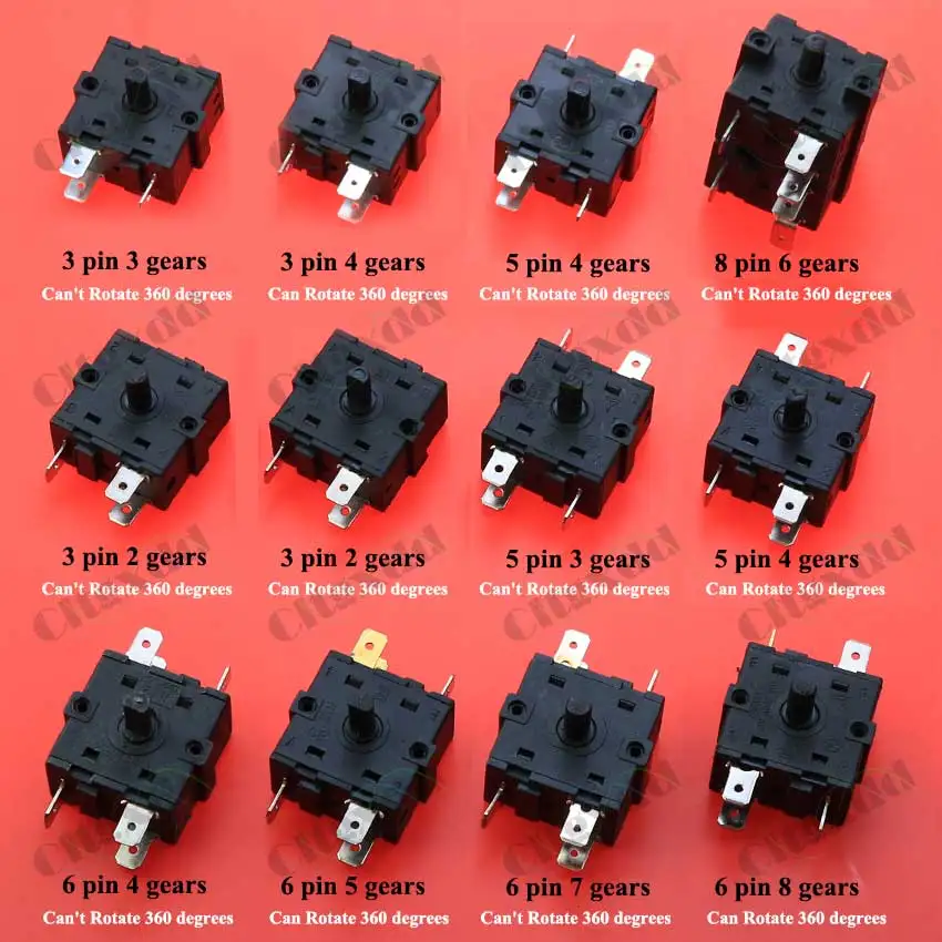 Cltgxdd 1PCS Elektrische Raumheizung Position 2/3/4/5/6/78 Gänge 3 4 6 8 Pin 5Pin Drehschalter Selector AC 250V 16A Kühler – Detail 1