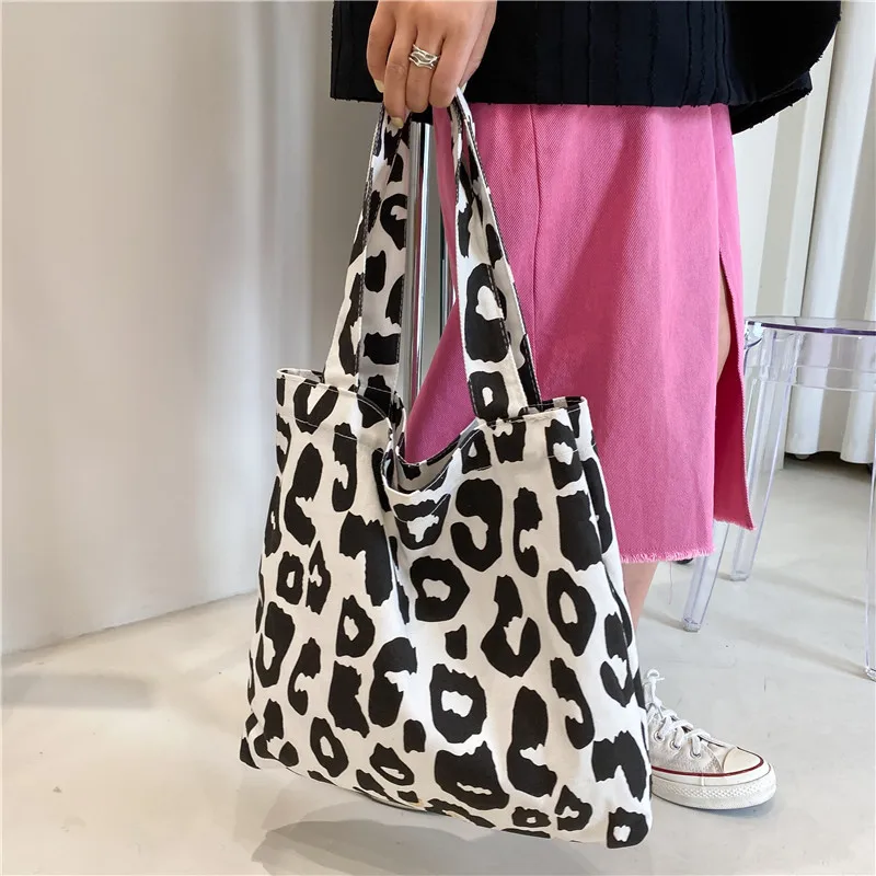 Shoulder Bags Women Shopping Casual Tote Leopard Luxury Designer Students Handbags Fashion High Street Canvas Large Capacity Ins