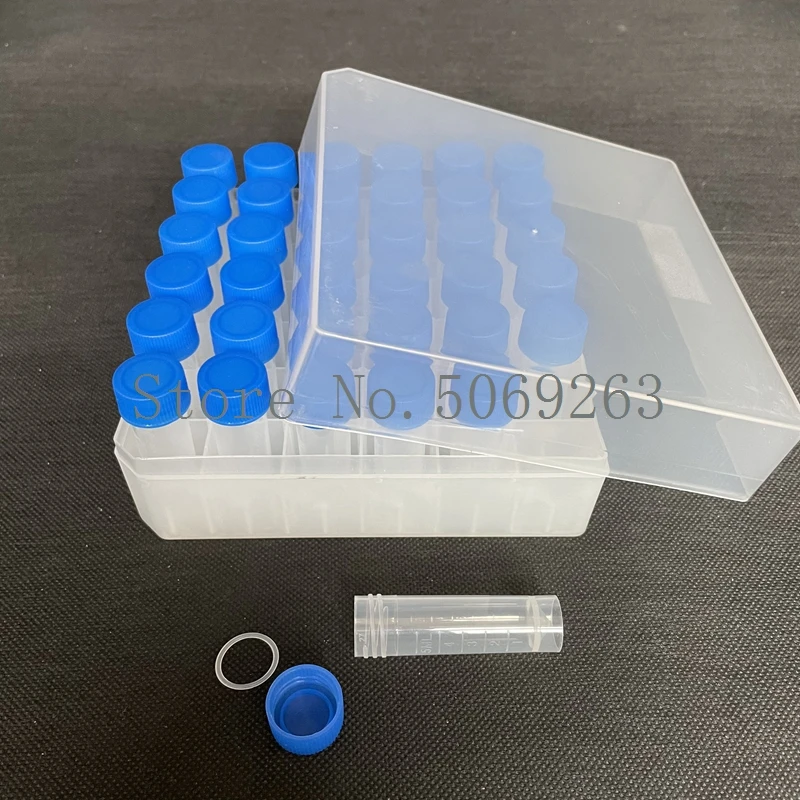 36pcs/box Plastic 5ml Freezing Tube + one piece 36 vents storage Cryovial Cryo Tubes Freeze Pipe