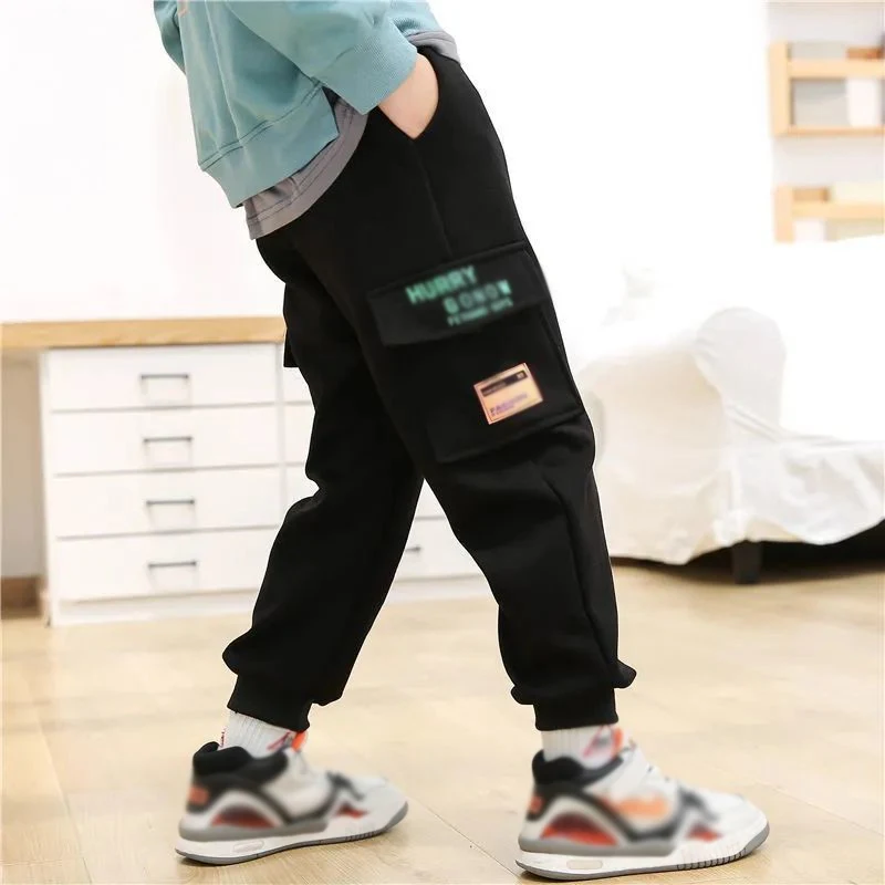 Fashion Spring Autumn Korean Style Boy Children Leisure Trousers 4-14 Years Cotton Sport Pants Kids Cargo Pants