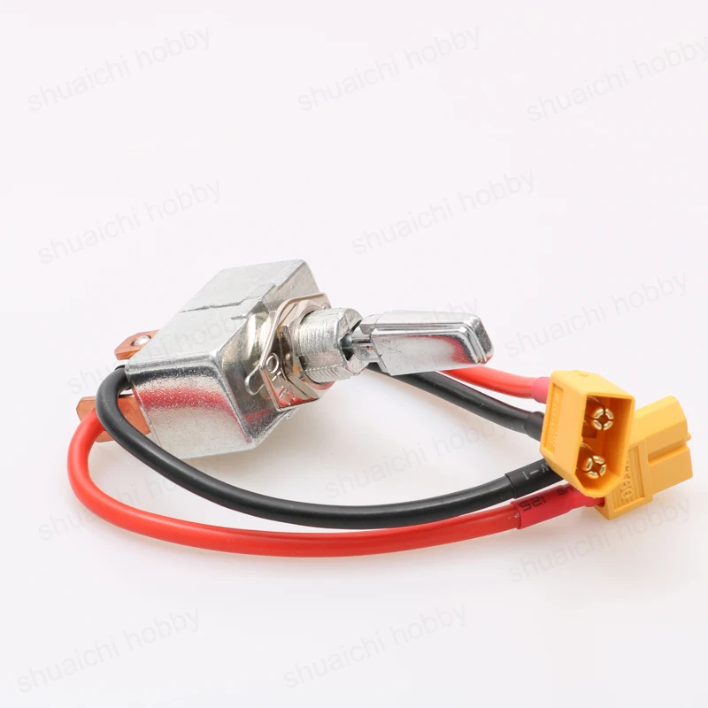 1PCS 12V 50A Toggle Switch 2pins Rocker Arm Switch Mini Metal ON OFF High Power with XT60 Plug Connect Cord for RC Tug Bait Boat