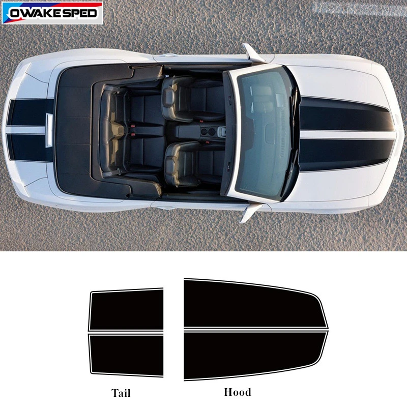 

Racing Sport Stripes Creative Auto Hood Tail Decor Sticker Car Styling Vinyl Decal For Chevrolet Camaro RS LS SS LT