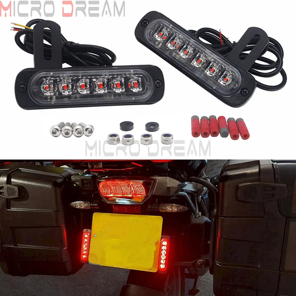 Waterproof B6 Dual License Plate LED Auxiliary Brake & Running Light Red Motorcycle Tail Light For Harley Honda Taillight