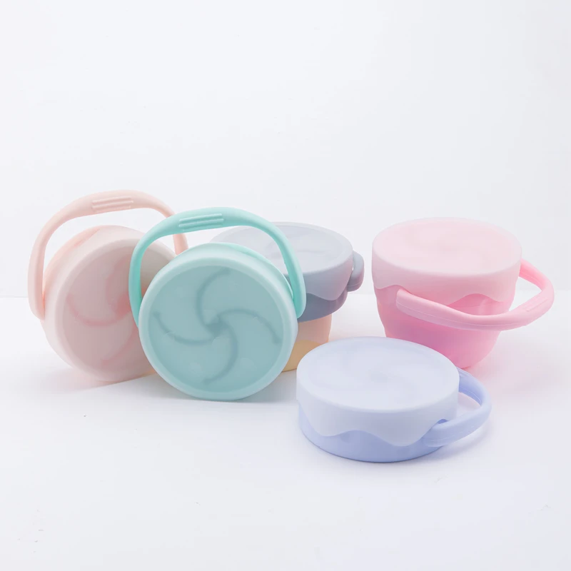 Baby Feeding Cups Baby Spill-Proof Silicone Snack Cup Portable Snacks Container BPA Free Silicone Soft Lid Feeding Cup 6 Colors