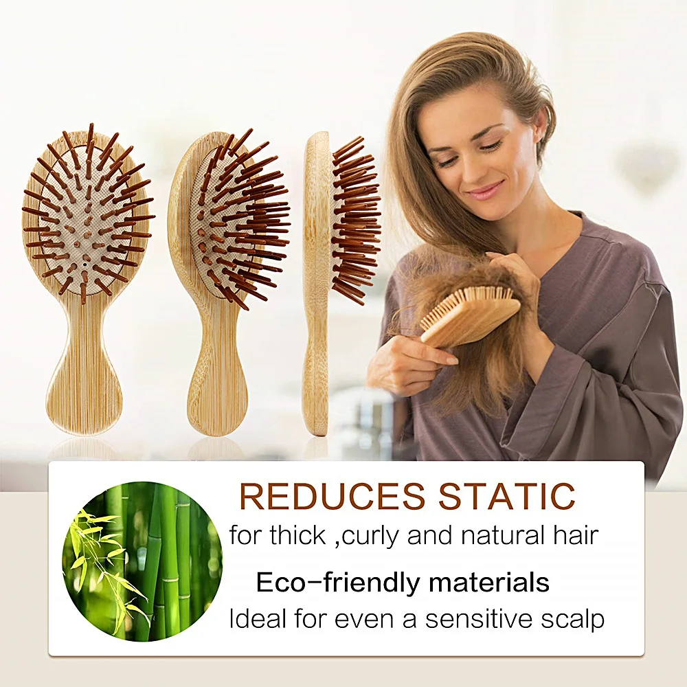 Wood Comb Professional Healthy Paddle Cushion Hair Loss Massage Brush Hairbrush Comb Scalp Hair Care Healthy Bamboo Comb