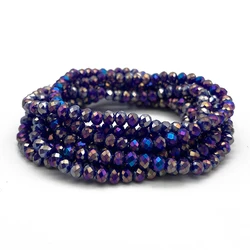 Purple Plated Glass Crystal Faceted Round Beads Spacer Loose 2 3 4 6 8mm DIY Making Bracelet Necklace Jewelry Accessories