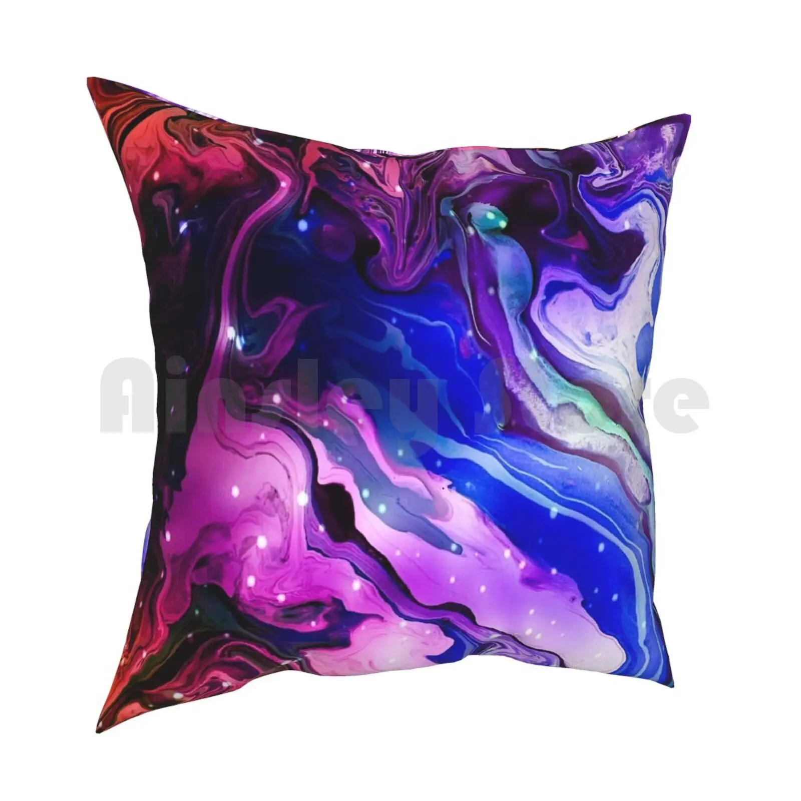 Cool Blue Pillow Case Printed Home Soft DIY Pillow cover Cosmo Astrology Exotic Colors Abstract Paint Pouring Liquid Stars