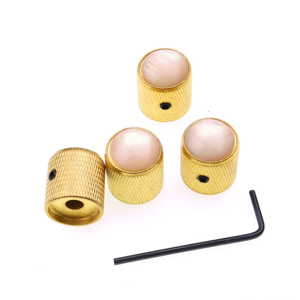 4Pcs Barrel Domed Knurled Guitar Control Knob Inlay For Tone Or Volume Knobs For Electric Guitar Bass Guitar Parts