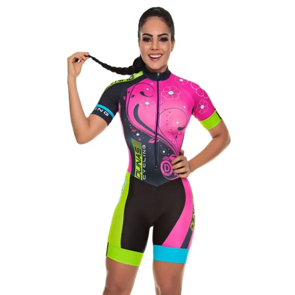 

2023 Summer Set Dunas Female Cycling Overalls Free Shipping Promotion Short-Sleeved Brazi Professional Cycling Uniform